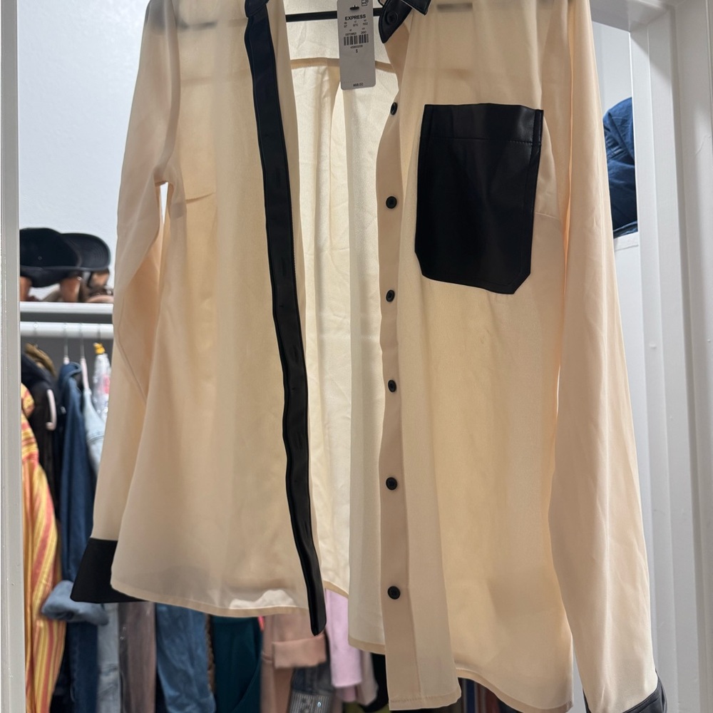 Women's Cream and Black Sheer Jacket